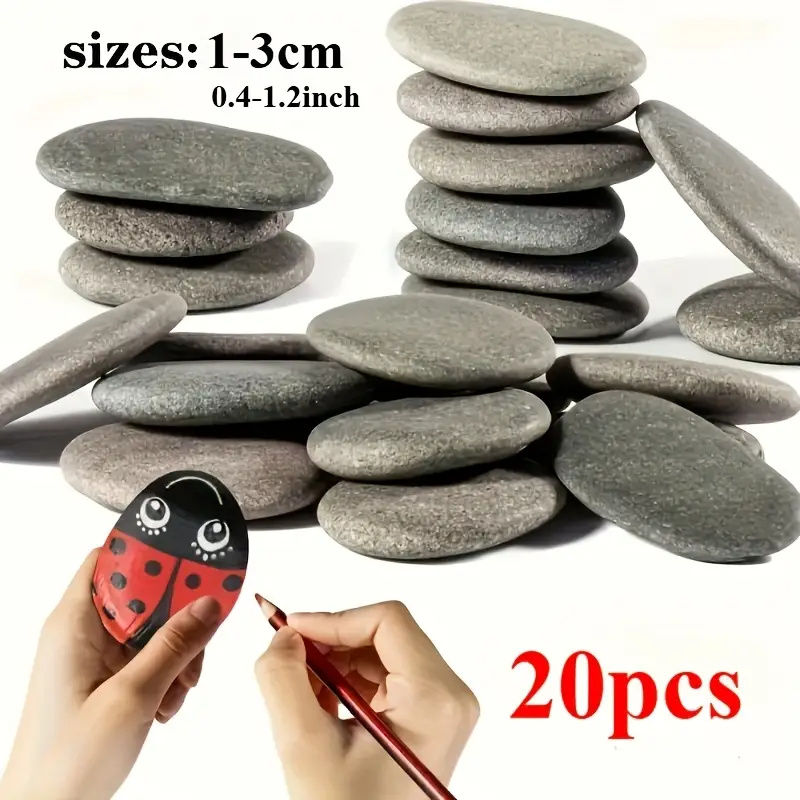 Fish Tank Gravel - 20Pcs 자연 강 바위 회색-검은 색