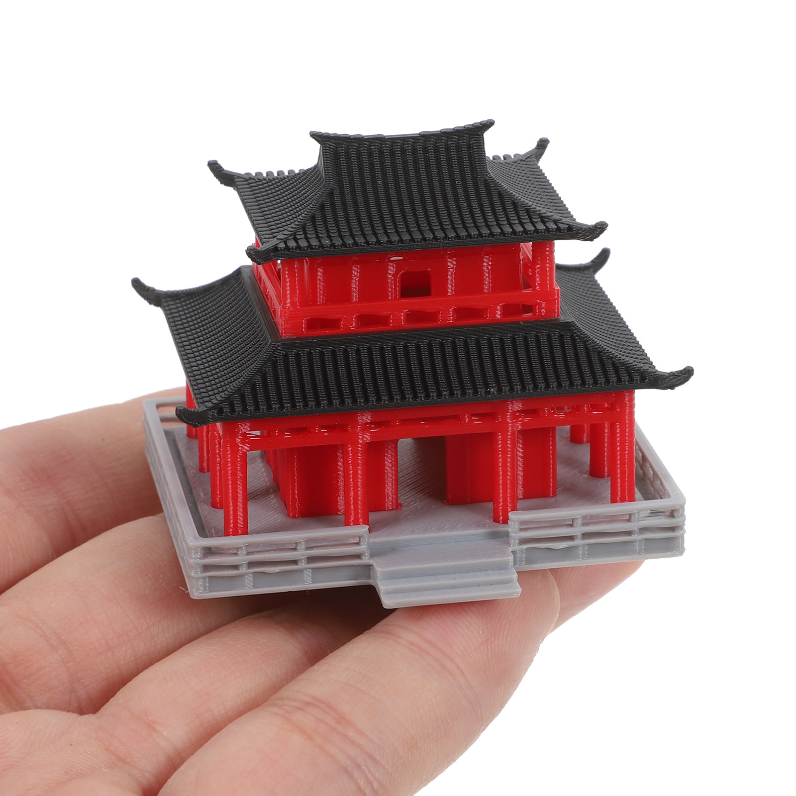 검은색과 빨간색이 조화된 고대 중국식 정자, 수족관 장 - Aquarium Decor 리뷰 및 가격